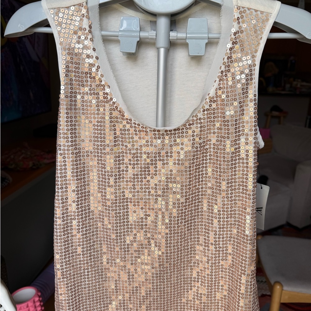 Worthington Gold Sequin Tank Top